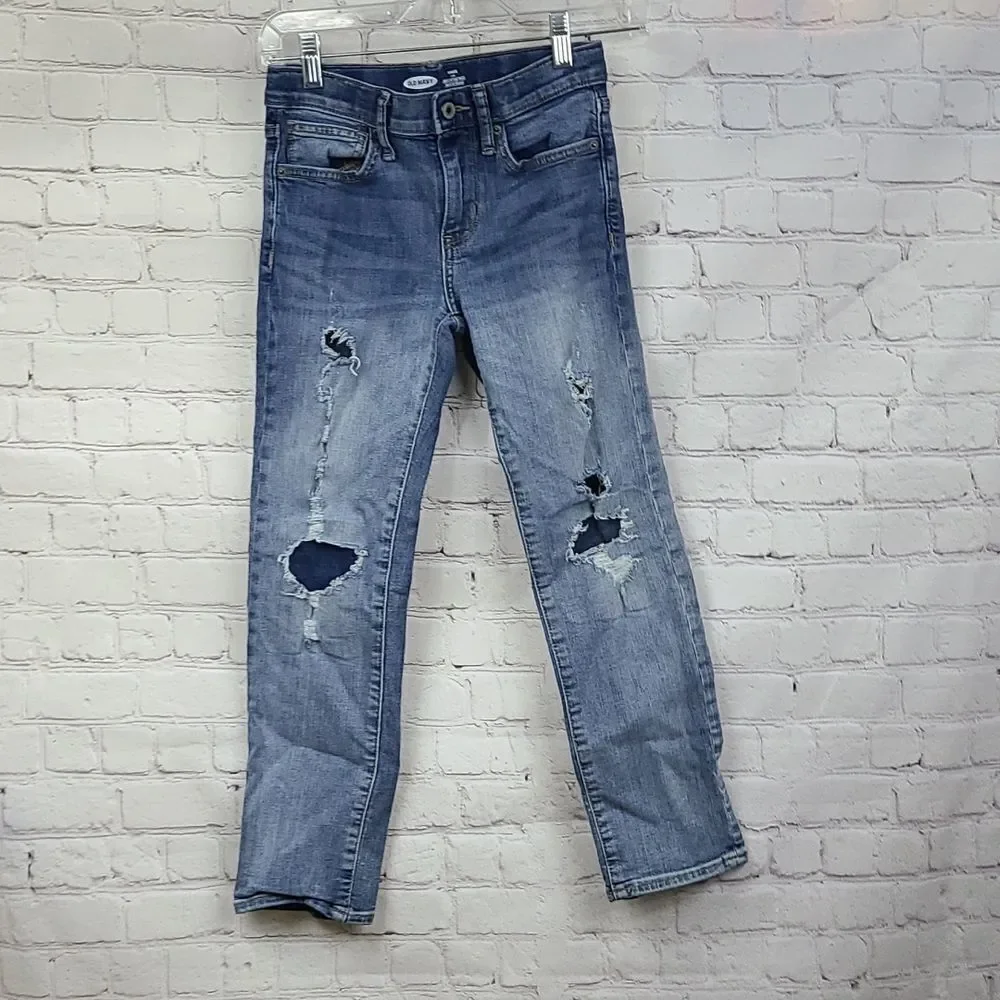Old Navy Karate Built-In Flex Max Slim Boys Jeans Felix Indigo Denim Distressed